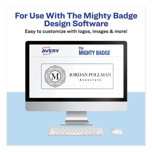 Picture of The Mighty Badge Name Badge Inserts, 1 x 3, Clear, Inkjet, 20/Sheet, 5 Sheets/Pack