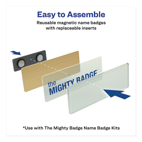 Picture of The Mighty Badge Name Badge Inserts, 1 x 3, Clear, Inkjet, 20/Sheet, 5 Sheets/Pack