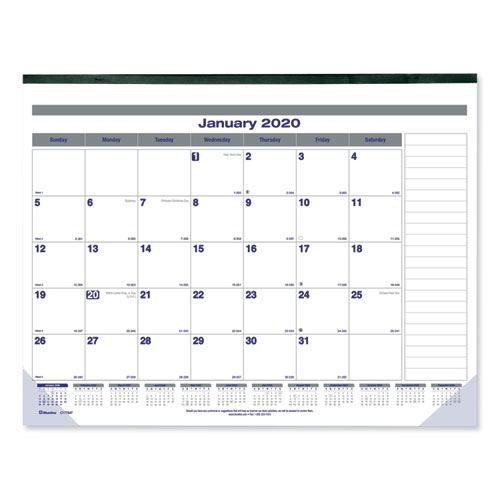 Picture of Net Zero Carbon Monthly Desk Pad Calendar, 22 x 17, White/Gray/Blue Sheets, Black Binding, 12-Month (Jan to Dec): 2024