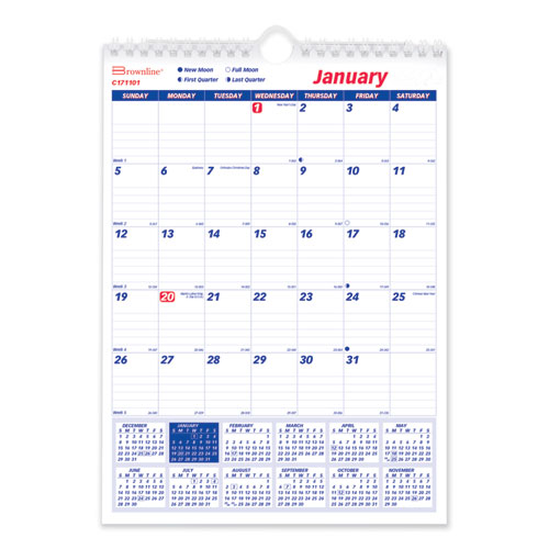 Twin-Wirebound Wall Calendar, One Month Per Page, 8 X 11, White Sheets, 12-Month (jan To Dec): 2022
