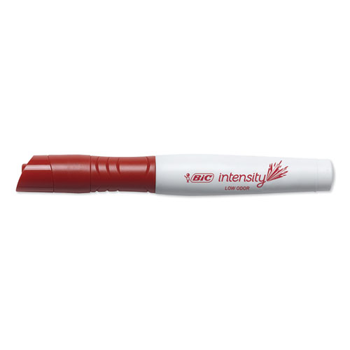 Picture of Intensity Low Odor Chisel Tip Dry Erase Marker, Extra-Broad Bullet Tip, Red, Dozen