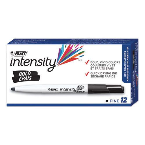Picture of Intensity Bold Pocket-Style Dry Erase Marker, Fine Bullet Tip, Black, Dozen