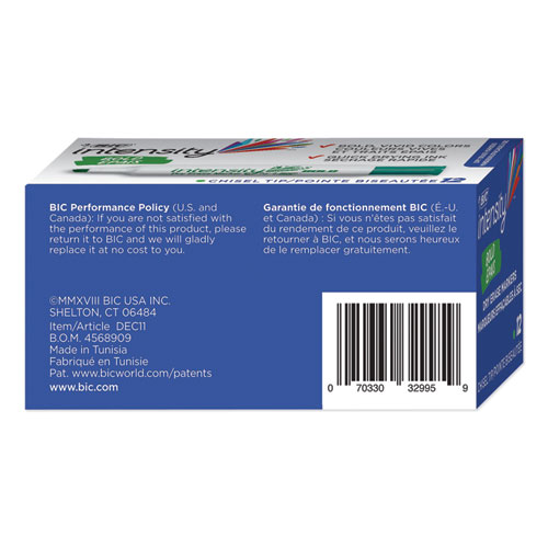 Picture of Intensity Bold Tank-Style Dry Erase Marker, Broad Chisel Tip, Green, Dozen