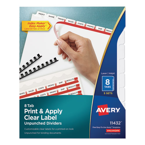 Print+and+Apply+Index+Maker+Clear+Label+Unpunched+Dividers%2C+8-Tab%2C+11+x+8.5%2C+White%2C+5+Sets