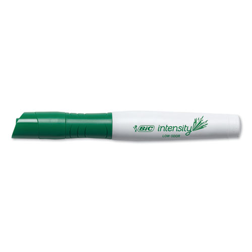 Picture of Intensity Low Odor Chisel Tip Dry Erase Marker, Broad Chisel Tip, Green, Dozen