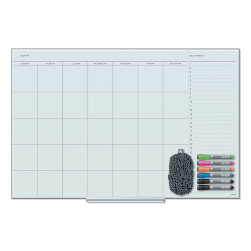 Picture of Floating Glass Dry Erase Undated One Month Calendar, 35 x 23, White