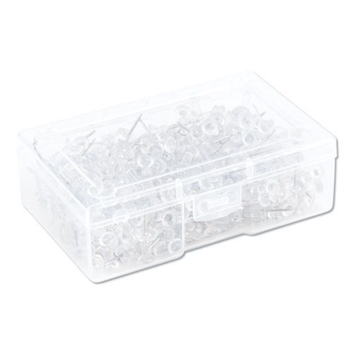 Picture of Standard Push Pins, Plastic, Clear, Clear Head/Silver Pin, 0.44", 200/Pack