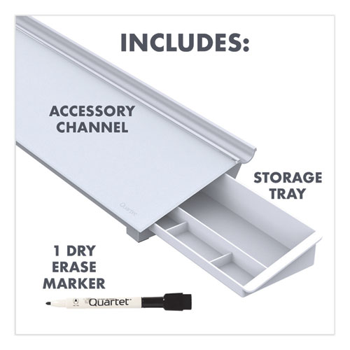Picture of Glass Dry Erase Desktop Computer Pad, 18" x 6", White Surface