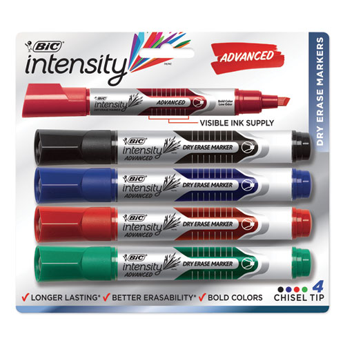 Intensity+Advanced+Dry+Erase+Marker%2C+Tank-Style%2C+Broad+Chisel+Tip%2C+Assorted+Colors%2C+4%2Fpack