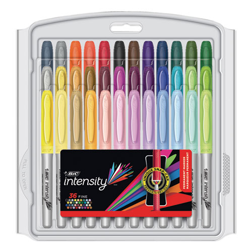 Picture of Intensity Fine Tip Permanent Marker Value Pack, Fine Bullet Tip, Assorted Colors, 36/Set