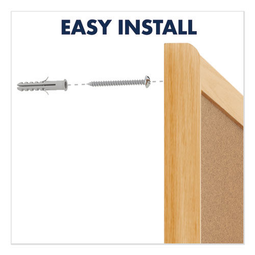 Picture of Classic Series Cork Bulletin Board, 60 x 36, Natural Surface, Oak Fiberboard Frame