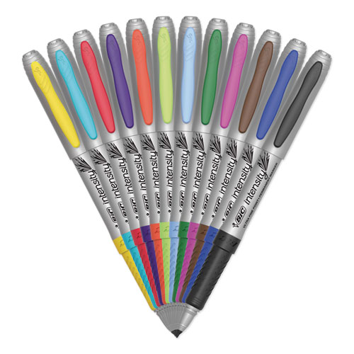 Picture of Intensity Ultra Fine Tip Permanent Marker, Extra-Fine Needle Tip, Assorted Colors, Dozen
