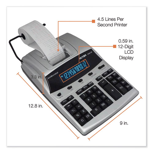 Picture of 1240-3A Antimicrobial Printing Calculator, Black/Red Print, 4.5 Lines/Sec