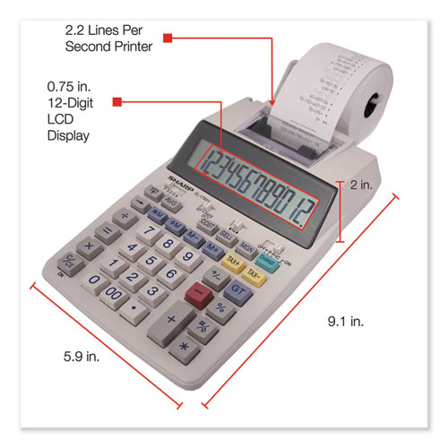 Picture of EL-1750V Two-Color Printing Calculator, Black/Red Print, 2 Lines/Sec