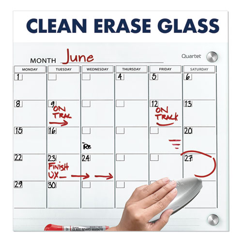 Picture of Infinity Magnetic Glass Calendar Board, Monthly Planning/Scheduling, 48" x 36", White Surface