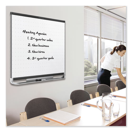 Picture of Prestige 2 Magnetic Total Erase Whiteboard, 72 x 48, White Surface, Black Aluminum/Plastic Frame