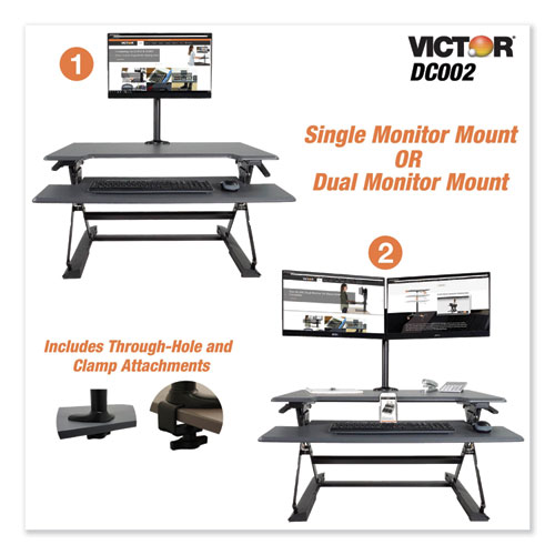 Picture of Single/Dual Arm Mount System for 23" Monitors, 180 deg; 225 deg Rotation, 45 deg Tilt, 360 deg Pan, Black, Supports 15 lb