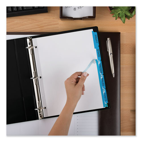 Picture of Print and Apply Index Maker Clear Label Dividers, 5-Tab, Color Tabs, 11 x 8.5, White, Blue Tabs, 5 Sets