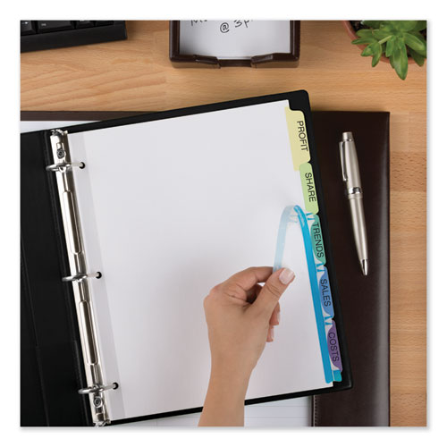 Picture of Print and Apply Index Maker Clear Label Dividers, 5-Tab, Color Tabs, 11 x 8.5, White, Contemporary Color Tabs, 5 Sets