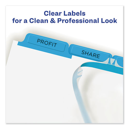 Picture of Print and Apply Index Maker Clear Label Dividers, 5-Tab, Color Tabs, 11 x 8.5, White, Blue Tabs, 5 Sets