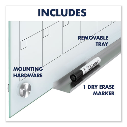 Picture of Infinity Magnetic Glass Calendar Board, Monthly Planning/Scheduling, 36" x 24", White Surface