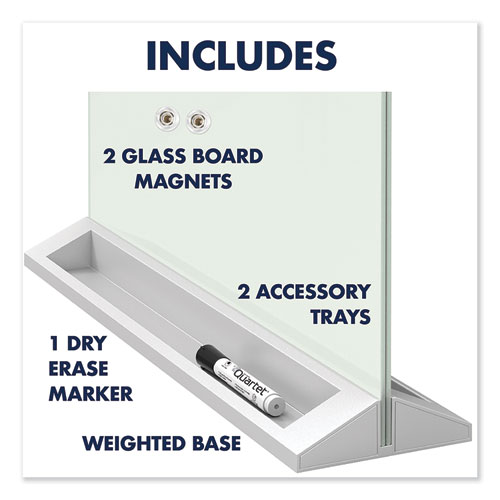 Picture of Desktop Magnetic Glass Dry-Erase Panel, 23" x 17", White Surface