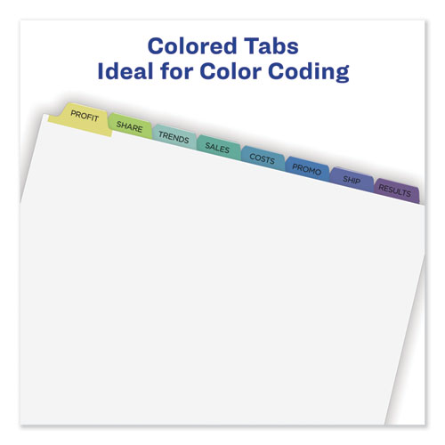 Picture of Print and Apply Index Maker Clear Label Dividers, 8-Tab, Color Tabs, 11 x 8.5, White, Contemporary Color Tabs, 5 Sets