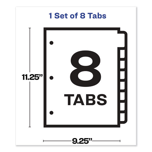 Picture of Print and Apply Index Maker Clear Label Sheet Protector Dividers with White Tabs, 8-Tab, 11 x 8.5, Clear, 1 Set