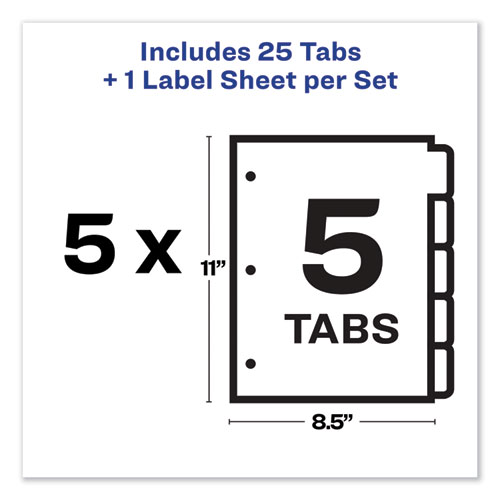 Picture of Print and Apply Index Maker Clear Label Dividers, 5-Tab, Color Tabs, 11 x 8.5, White, Traditional Color Tabs, 5 Sets