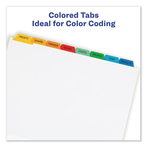 Picture of Print and Apply Index Maker Clear Label Dividers, 8-Tab, Color Tabs, 11 x 8.5, White, Traditional Color Tabs, 1 Set