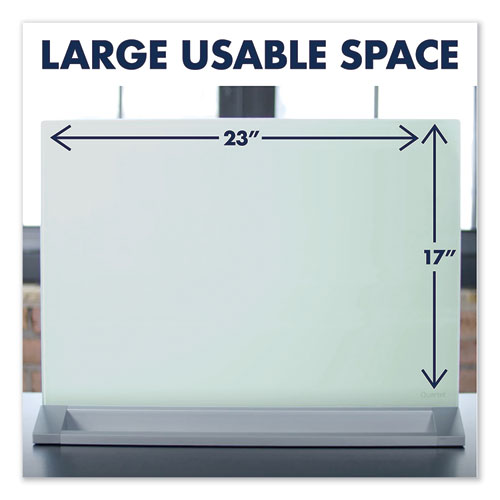 Picture of Desktop Magnetic Glass Dry-Erase Panel, 23" x 17", White Surface