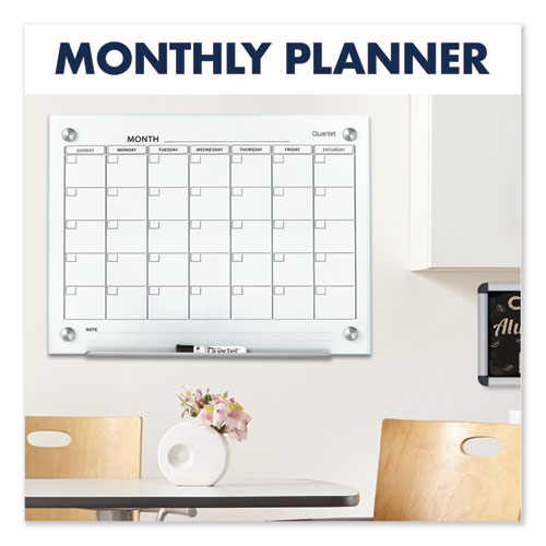 Picture of Infinity Magnetic Glass Calendar Board, Monthly Planning/Scheduling, 48" x 36", White Surface