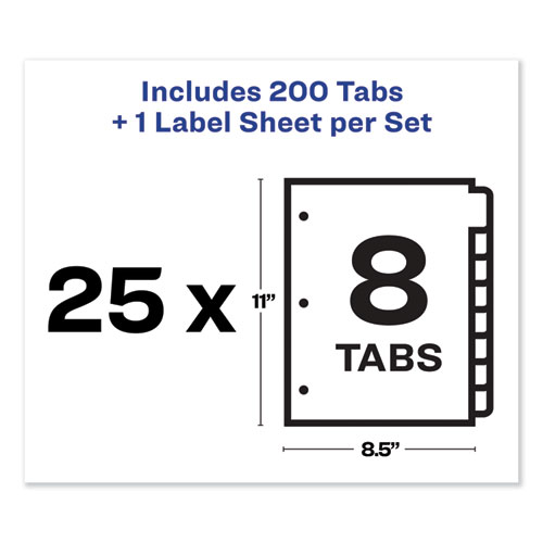 Picture of Print and Apply Index Maker Clear Label Dividers, 8-Tab, Color Tabs, 11 x 8.5, White, Traditional Color Tabs, 25 Sets