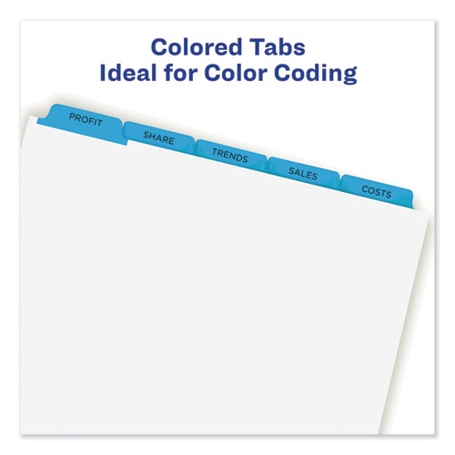 Picture of Print and Apply Index Maker Clear Label Dividers, 5-Tab, Color Tabs, 11 x 8.5, White, Blue Tabs, 5 Sets