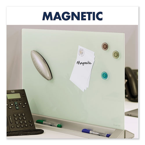 Picture of Desktop Magnetic Glass Dry-Erase Panel, 23" x 17", White Surface