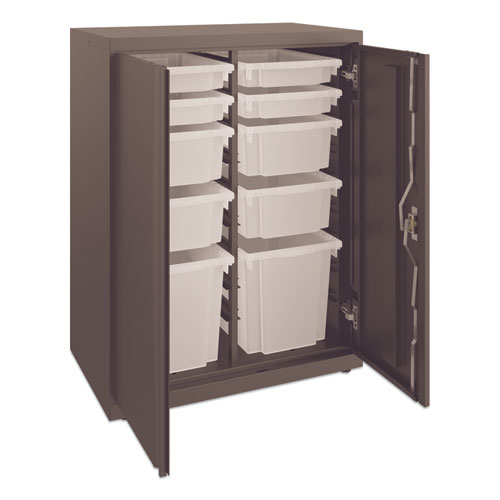 Picture of Flagship Storage Cabinet with 4 Small, 4 Medium and 2 Large Bins, 30w x 18d x 39.13h, Charcoal