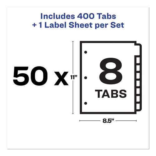 Picture of Print and Apply Index Maker Clear Label Dividers, 8-Tab, 11 x 8.5, White, 50 Sets