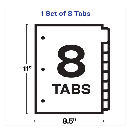 Picture of Print and Apply Index Maker Clear Label Plastic Dividers w/Printable Label Strip, 8-Tab, 11 x 8.5, Frosted Clear Tabs, 1 Set