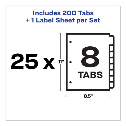 Picture of Print and Apply Index Maker Clear Label Dividers, 8-Tab, 11 x 8.5, White, 25 Sets