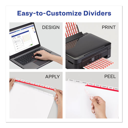 Picture of Print and Apply Index Maker Clear Label Plastic Dividers w/Printable Label Strip, 8-Tab, 11 x 8.5, Frosted Clear Tabs, 1 Set