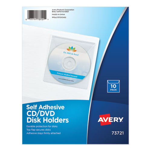 Picture of Self-Adhesive Media Pockets, 1 Disc Capacity, Clear, 10/Pack
