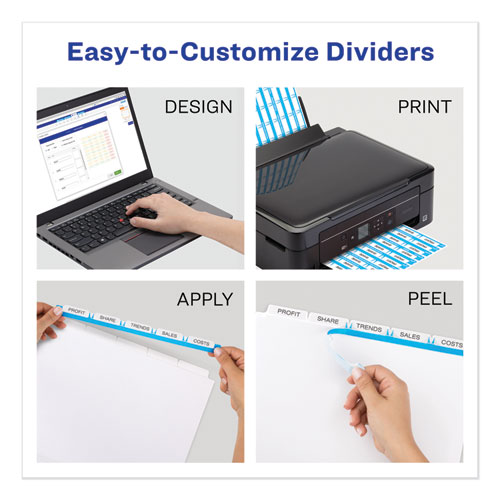 Picture of Print and Apply Index Maker Clear Label Unpunched Dividers with Printable Label Strip, 5-Tab, 11 x 8.5, Clear, 5 Sets
