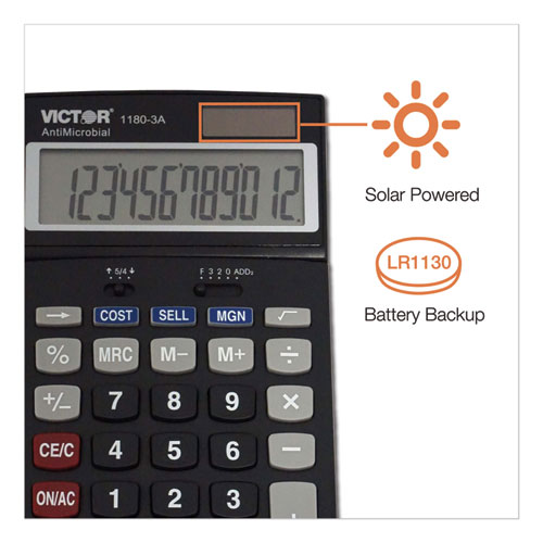 Picture of 1180-3A Antimicrobial Desktop Calculator, 12-Digit LCD