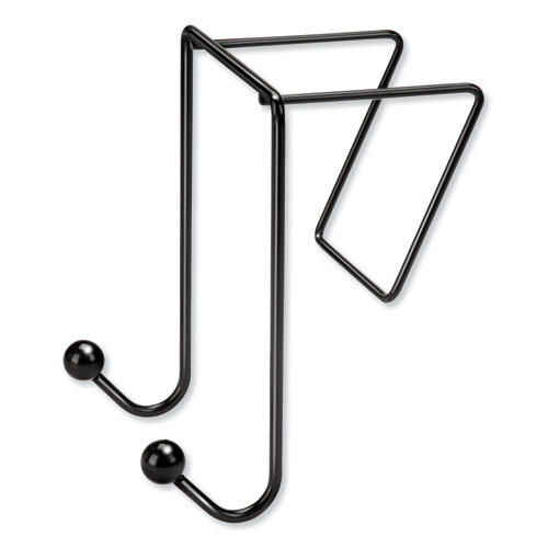 Picture of Partition Additions Wire Double-Garment Hook, 4 x 5.13 x 6, Over-the Panel Mount,  Black