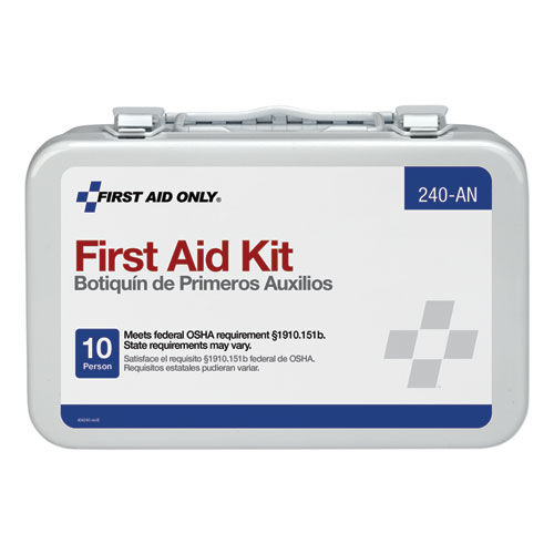 Picture of Unitized First Aid Kit for 10 People, 65 Pieces, OSHA/ANSI, Metal Case