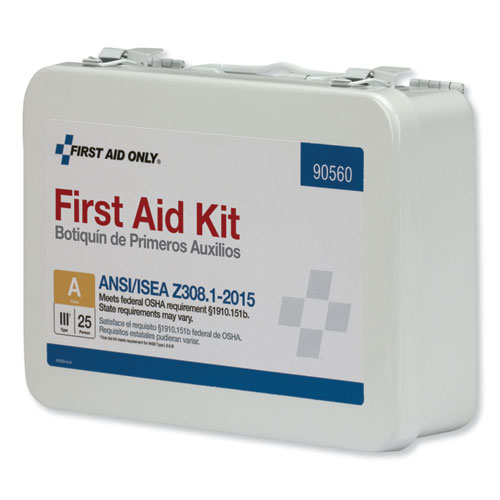 Picture of ANSI Class A 25 Person Bulk First Aid Kit for 25 People, 89 Pieces, Metal Case