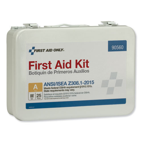 Picture of ANSI Class A 25 Person Bulk First Aid Kit for 25 People, 89 Pieces, Metal Case