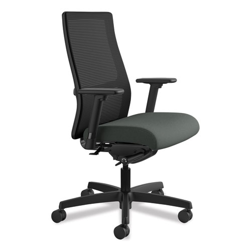 Picture of Ignition Series Mesh Mid-Back Work Chair, Supports Up to 300 lb, 17.5" to 22" Seat Height, Iron Ore Seat, Black Back/Base