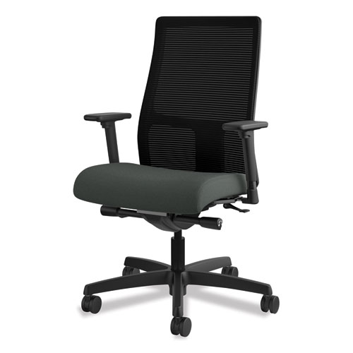 Picture of Ignition Series Mesh Mid-Back Work Chair, Supports Up to 300 lb, 17.5" to 22" Seat Height, Iron Ore Seat, Black Back/Base