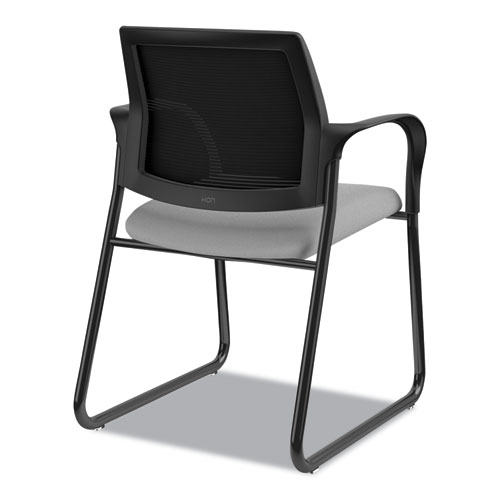 Picture of Ignition Series Mesh Back Guest Chair with Sled Base, Fabric Seat, 25" x 22" x 34", Frost Seat, Black Back, Black Base